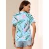 imageAllegra K Womens Hawaiian Shirt Floral Leaves Printed Short Sleeve Top Tropical Button Down Shirt Summer Fashion 2024Blue Pink