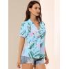 imageAllegra K Womens Hawaiian Shirt Floral Leaves Printed Short Sleeve Top Tropical Button Down Shirt Summer Fashion 2024Blue Pink
