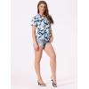imageAllegra K Womens Hawaiian Shirt Floral Leaves Printed Short Sleeve Top Tropical Button Down Shirt Summer Fashion 2024Deep Blue