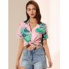 imageAllegra K Womens Hawaiian Shirt Floral Leaves Printed Short Sleeve Top Tropical Button Down Shirt Summer Fashion 2024Dusty Pink