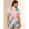 imageAllegra K Womens Hawaiian Shirt Floral Leaves Printed Short Sleeve Top Tropical Button Down Shirt Summer Fashion 2024Dusty Pink