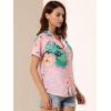 imageAllegra K Womens Hawaiian Shirt Floral Leaves Printed Short Sleeve Top Tropical Button Down Shirt Summer Fashion 2024Dusty Pink