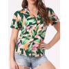 imageAllegra K Womens Hawaiian Shirt Floral Leaves Printed Short Sleeve Top Tropical Button Down Shirt Summer Fashion 2024Green Leaf