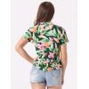imageAllegra K Womens Hawaiian Shirt Floral Leaves Printed Short Sleeve Top Tropical Button Down Shirt Summer Fashion 2024Green Leaf