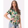 imageAllegra K Womens Hawaiian Shirt Floral Leaves Printed Short Sleeve Top Tropical Button Down Shirt Summer Fashion 2024Green Leaf