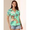 imageAllegra K Womens Hawaiian Shirt Floral Leaves Printed Short Sleeve Top Tropical Button Down Shirt Summer Fashion 2024Green a