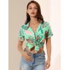 imageAllegra K Womens Hawaiian Shirt Floral Leaves Printed Short Sleeve Top Tropical Button Down Shirt Summer Fashion 2024Green a