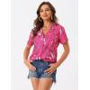imageAllegra K Womens Hawaiian Shirt Floral Leaves Printed Short Sleeve Top Tropical Button Down Shirt Summer Fashion 2024Hot Pink