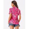 imageAllegra K Womens Hawaiian Shirt Floral Leaves Printed Short Sleeve Top Tropical Button Down Shirt Summer Fashion 2024Hot Pink