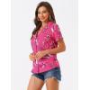 imageAllegra K Womens Hawaiian Shirt Floral Leaves Printed Short Sleeve Top Tropical Button Down Shirt Summer Fashion 2024Hot Pink