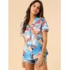 imageAllegra K Womens Hawaiian Shirt Floral Leaves Printed Short Sleeve Top Tropical Button Down Shirt Summer Fashion 2024Light Blue