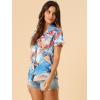 imageAllegra K Womens Hawaiian Shirt Floral Leaves Printed Short Sleeve Top Tropical Button Down Shirt Summer Fashion 2024Light Blue