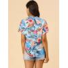 imageAllegra K Womens Hawaiian Shirt Floral Leaves Printed Short Sleeve Top Tropical Button Down Shirt Summer Fashion 2024Light Blue