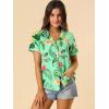 imageAllegra K Womens Hawaiian Shirt Floral Leaves Printed Short Sleeve Top Tropical Button Down Shirt Summer Fashion 2024Mint