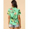 imageAllegra K Womens Hawaiian Shirt Floral Leaves Printed Short Sleeve Top Tropical Button Down Shirt Summer Fashion 2024Mint