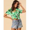 imageAllegra K Womens Hawaiian Shirt Floral Leaves Printed Short Sleeve Top Tropical Button Down Shirt Summer Fashion 2024Mint