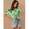 imageAllegra K Womens Hawaiian Shirt Floral Leaves Printed Short Sleeve Top Tropical Button Down Shirt Summer Fashion 2024Mint