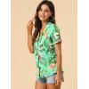 imageAllegra K Womens Hawaiian Shirt Floral Leaves Printed Short Sleeve Top Tropical Button Down Shirt Summer Fashion 2024Mint