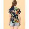 imageAllegra K Womens Hawaiian Shirt Floral Leaves Printed Short Sleeve Top Tropical Button Down Shirt Summer Fashion 2024Navy Blue