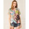 imageAllegra K Womens Hawaiian Shirt Floral Leaves Printed Short Sleeve Top Tropical Button Down Shirt Summer Fashion 2024Pink