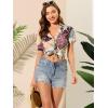 imageAllegra K Womens Hawaiian Shirt Floral Leaves Printed Short Sleeve Top Tropical Button Down Shirt Summer Fashion 2024Pink