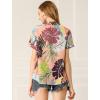 imageAllegra K Womens Hawaiian Shirt Floral Leaves Printed Short Sleeve Top Tropical Button Down Shirt Summer Fashion 2024Pink