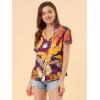 imageAllegra K Womens Hawaiian Shirt Floral Leaves Printed Short Sleeve Top Tropical Button Down Shirt Summer Fashion 2024Purple