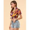 imageAllegra K Womens Hawaiian Shirt Floral Leaves Printed Short Sleeve Top Tropical Button Down Shirt Summer Fashion 2024Purple