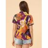 imageAllegra K Womens Hawaiian Shirt Floral Leaves Printed Short Sleeve Top Tropical Button Down Shirt Summer Fashion 2024Purple