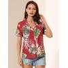 imageAllegra K Womens Hawaiian Shirt Floral Leaves Printed Short Sleeve Top Tropical Button Down Shirt Summer Fashion 2024Red
