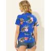 imageAllegra K Womens Hawaiian Shirt Floral Leaves Printed Short Sleeve Top Tropical Button Down Shirt Summer Fashion 2024Royal Blue