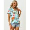 imageAllegra K Womens Hawaiian Shirt Floral Leaves Printed Short Sleeve Top Tropical Button Down Shirt Summer Fashion 2024Sky Blue