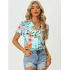 imageAllegra K Womens Hawaiian Shirt Floral Leaves Printed Short Sleeve Top Tropical Button Down Shirt Summer Fashion 2024Sky Blue