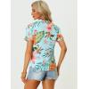 imageAllegra K Womens Hawaiian Shirt Floral Leaves Printed Short Sleeve Top Tropical Button Down Shirt Summer Fashion 2024Sky Blue