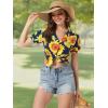 imageAllegra K Womens Hawaiian Shirt Floral Leaves Printed Short Sleeve Top Tropical Button Down Shirt Summer Fashion 2024Sunflower