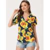 imageAllegra K Womens Hawaiian Shirt Floral Leaves Printed Short Sleeve Top Tropical Button Down Shirt Summer Fashion 2024Sunflower