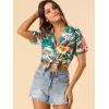 imageAllegra K Womens Hawaiian Shirt Floral Leaves Printed Short Sleeve Top Tropical Button Down Shirt Summer Fashion 2024White