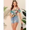 imageAllegra K Womens Hawaiian Shirt Floral Leaves Printed Short Sleeve Top Tropical Button Down Shirt Summer Fashion 2024White