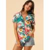 imageAllegra K Womens Hawaiian Shirt Floral Leaves Printed Short Sleeve Top Tropical Button Down Shirt Summer Fashion 2024White