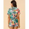 imageAllegra K Womens Hawaiian Shirt Floral Leaves Printed Short Sleeve Top Tropical Button Down Shirt Summer Fashion 2024White