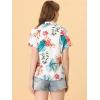 imageAllegra K Womens Hawaiian Shirt Floral Leaves Printed Short Sleeve Top Tropical Button Down Shirt Summer Fashion 2024White Floral