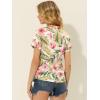imageAllegra K Womens Hawaiian Shirt Floral Leaves Printed Short Sleeve Top Tropical Button Down Shirt Summer Fashion 2024White Pink
