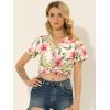 imageAllegra K Womens Hawaiian Shirt Floral Leaves Printed Short Sleeve Top Tropical Button Down Shirt Summer Fashion 2024White Pink