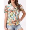 imageAllegra K Womens Hawaiian Shirt Floral Leaves Printed Short Sleeve Top Tropical Button Down Shirt Summer Fashion 2024White Yellow