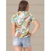 imageAllegra K Womens Hawaiian Shirt Floral Leaves Printed Short Sleeve Top Tropical Button Down Shirt Summer Fashion 2024White Yellow