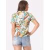 imageAllegra K Womens Hawaiian Shirt Floral Leaves Printed Short Sleeve Top Tropical Button Down Shirt Summer Fashion 2024White Yellow