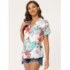imageAllegra K Womens Hawaiian Shirt Floral Leaves Printed Short Sleeve Top Tropical Button Down Shirt Summer Fashion 2024White a