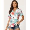imageAllegra K Womens Hawaiian Shirt Floral Leaves Printed Short Sleeve Top Tropical Button Down Shirt Summer Fashion 2024White a