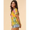 imageAllegra K Womens Hawaiian Shirt Floral Leaves Printed Short Sleeve Top Tropical Button Down Shirt Summer Fashion 2024Yellow
