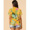 imageAllegra K Womens Hawaiian Shirt Floral Leaves Printed Short Sleeve Top Tropical Button Down Shirt Summer Fashion 2024Yellow